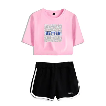 Teraz United - Lepší Album Ženy Dve Dielna Sada Šortky+krásne T-shirt Lepšie Spojených Texty Harajuku Streetwear Hot Girl Sady