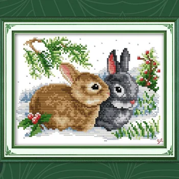 Kreatívne Cross Stitch Výšivky Súpravy Králik Zvierat Bavlnenej Nite Maľovanie DIY Vyšívanie Nový Rok Doma Visí Dekor
