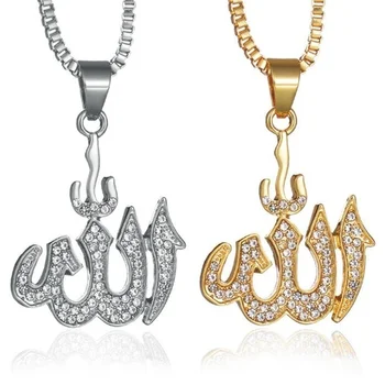 Arabská Islamská Moslimských Rune Tvar Prívesok Náhrdelník Žien Náhrdelník Crystal Príveskom Vykladaným Náboženské Rune Amulet Príslušenstvo Šperky