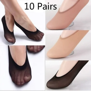Dámy, Dievčatá, Ultra-tenké Anti-Slip pre Letné Priedušné Ponožky Black/Skin/Tmavá Pokožka Žien Protišmykové Neviditeľné Členok Loď Ponožky