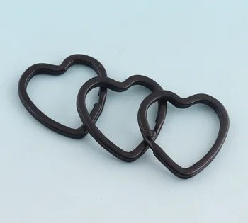 Čierne Srdce Krúžok 31mm v tvare Srdca Skok Krúžok Kovový Split Krúžok pre Keychain Plavidlá Veľkoobchod Krúžok Zistenia