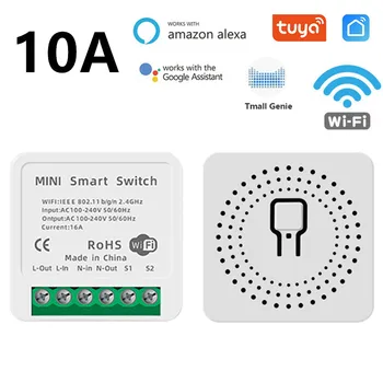 10A WiFi Prepínač DIY LED Svetlo Smart Život Zatlačte Modul Podporuje 2 Spôsob APLIKÁCIE Hlasové Relé Časovač Kompatibilný S Tuya Alexa Domovská stránka Google