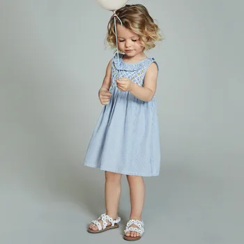 2021 Letné Šaty Pre Dievča, Detské Oblečenie Prúžok Šaty S Krytým Tlačidlo