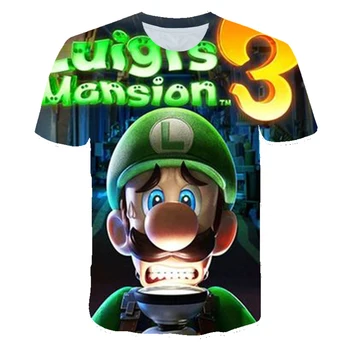Letné 3D tlač Kawaii Super Mario Chlapec/Dievča Nadrozmerné T-Shirt Trend Karikatúry O-Krku Ulici Klasická Hra, Krátky Rukáv Top