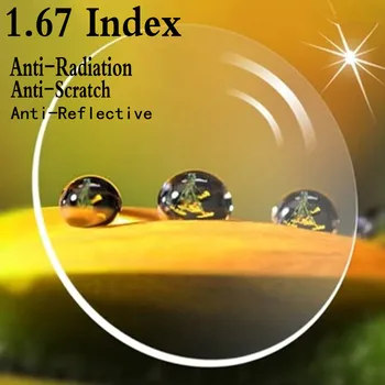 1.67 Index Aspherical Receptov Objektív Ultra Tenký Optický Anti-scratch Žiarenia pre Krátkozrakosť Presbyopia Okuliare, Šošovky, 2 KS