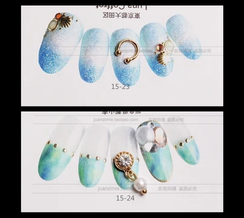 10pcs 3D kamienkami Nail Art Zliatiny Dekorácie Crystal DIY Moon Star Kruh s Pearl Nechtov šperky, Prívesky manikúra