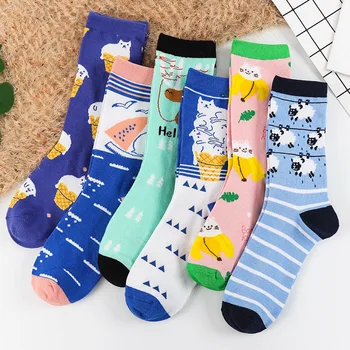 Kórejský Cartoon Tvorivé Kawaii Zábavné Ponožky Bavlna Japonský Roztomilý Harajuku Ponožky Ženy Jeseň a v Zime Streetwear EUR35-40