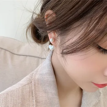 2021 Nový Kórejský Simulované Pearl Srdce Trendy Jednoduché Temperament Pendientes Mujer Módne Šperky Sladké Brincos