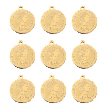 5 ks/veľa z Nehrdzavejúcej Ocele 15 20 25 mm Gold Zámok Medaila Minca Charms Kráľovná DOS Koruny Prívesky pre Diy Náhrdelník Šperky Predpoklady