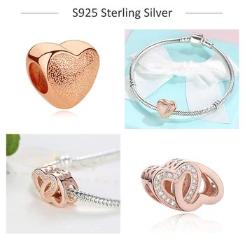 2019 Nové Autentické Rose Gold Láska Srdce Rodiny Strome Visieť Kúzlo Korálky Fit Originálny Náramok 925 Sterling Silver Šperky