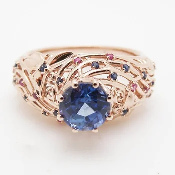 Moderné Luxusné Šperky Nové ružové Zlato Kvet Drahokam Topaz Náramok Zásnubné Prstene pre Ženy Snubné Prstene pre Ženy gotický