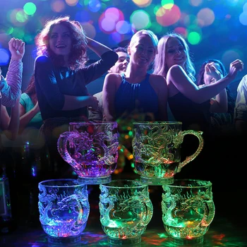 Domov Bar Drinkware 3D Dragon VIEDLI Induktívne Pivo Hrnček Farebné Svetielka Sklo Pohár Rainbow Blikajúce Svetlo Pohár Whisky Bar Príslušenstvo