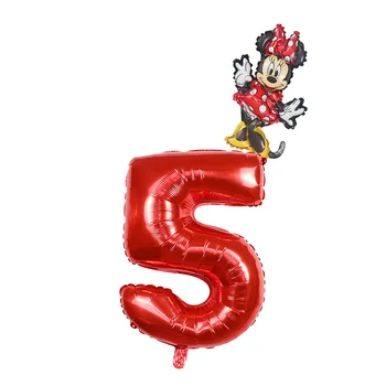 2 ks Mickey Minnie Mouse Fóliový Balón Číslo Latexové Balóny Dieťa 1 2 3 4 5 6 7 8 9st Narodeniny, Party Dekorácie Deti Hračka Globos