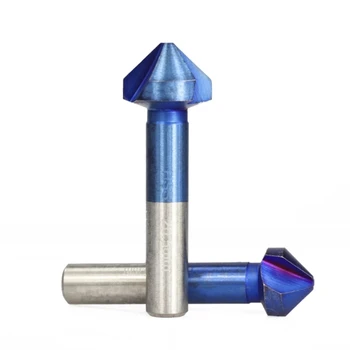 6Pcs 6.3-20.5 mm Countersink Drill Bit Nastavený Nano Blue Potiahnuté 90 Stupňov 3 Flauty Countersink DrillBit Pre spracovanie Kovov Otvoru Frézy