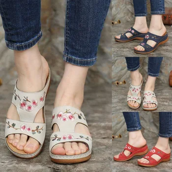 Výšivky Ortopedické Flip Flop Sandále Otvorené Prst Letné Vonkajšie Papuče Kliny Papuče Pre Ženy Chaussure Femme Sandalias