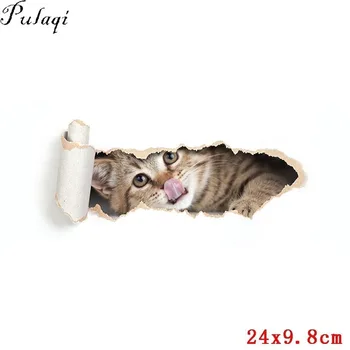 Pulaqi Vinyl Umývateľný 3D Cute Cat Nášivka DIY Tepla Transfery na T-Shirt Žehlička Na prestupu na Oblečenie Nálepky Záplaty