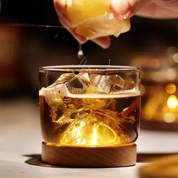 Staromódnou Sklo Írskej Whisky Sklo Sada Malej Horskej s Drevenými Base Jedinečný Whisky Bourbon Škótskej Milenca