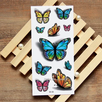 3D Butterfly Falošné Tetovanie Obtlačky Dočasné Tetovanie Body Art Flash Tetovanie Nálepky Vodotesný Pre Ženy, Mužov #030