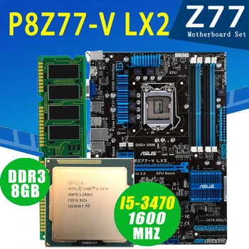 Asus P8Z77-V LX2 Doska s i5 3470 + 8G DDR3 základná Doska set LGA 1155 PCI-E 3.0 DDR3 3.2 GHz Z77 Doske Nastaviť ATX