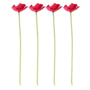 4Pcs Krásne Kvety, Remeselné Umelé PU Maku Kvet pre Domáce, Spálne, kancelársky Stôl Dekor (Červená)