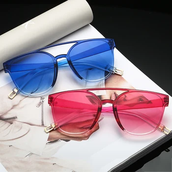 2021 Nové Módne Ženy Ploché slnečné Okuliare, Luxusné Značky Dizajnér Slnečné okuliare Okuliare Candy Farby Zrkadlo UV400 112