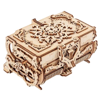 Antik Box Drevené Puzzle DIY Mechanické 3D Model Budovy, Auta,Krásne Dekorácie a Perfektný Darček