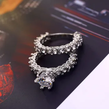 2KS/set Plný Crystal Prstene Pre Ženy Módne Šperky Luxusný Prsteň Zásnubný Večierok Prsteň Príslušenstvo