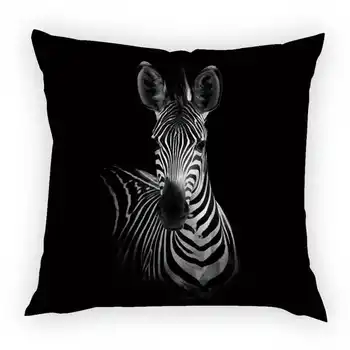 Čierne a Biele zábery Zvierat Vzor Vankúš Rhino Zebra, Žirafa Peach Skin Tlač Domova Hodiť Vankúš 45*45 cm