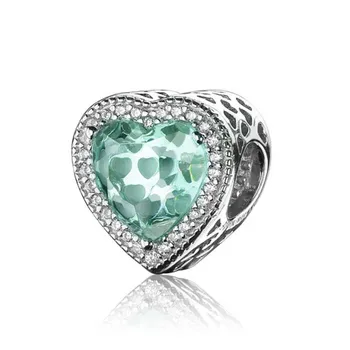 Farby Srdce Žiariace Kúzlo Reálne 925 Sterling Silver Srdce Kúzlo Fit Originálny Náramok Diy Šperky