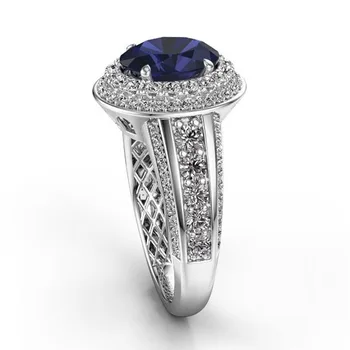 Modrý Zirkón Zásnubný Prsteň Veľký Okruh Naplnený Krištáľovo Snubné Prstene Pre Ženy Šperky 2019 Nové