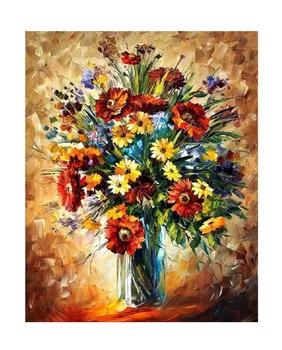 Frameless plátno na maľovanie podľa čísel stenu decor diy obraz, olejomaľba na plátne pre domova 4050 magické kvety