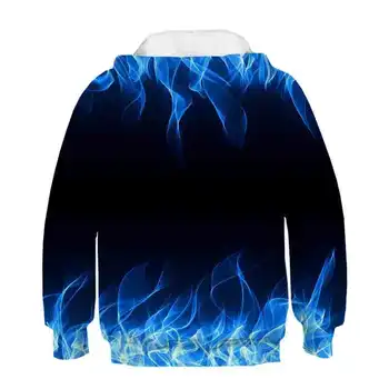 4-14 Rokov Jar Jeseň Mikina s Kapucňou Pre Chlapcov Realistický 3D plameň Vzor Teens Coats Deti móda Aktívne Oblečenie