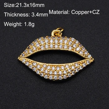 22x16mm CZ Zirkón DIY Šperky Sex Pery Kúzlo Prívesok Veľkoobchod Jewellwery Nájsť zdroj Doplnky v podobe Šperkov