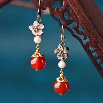 Vintage Jemná Elegantná Kvetina Pearl Náušnice pre Ženy, Šperky, Módne Bohemia Perly Crystal Vyhlásenie Náušnice Príslušenstvo