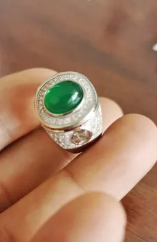 Skutočné 925 sterling silver vykladané chalcedony strieborný prsteň