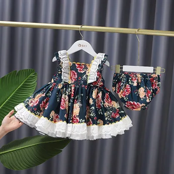 Dievčenské letné šaty 2021 Nové Vesta Kvetinové Šaty pre Dievčatká Lolita princezná šaty dieťa Krst Šaty Batoľa Vestido