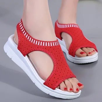 Topánky žena platformu dych Ženy Dámy Priedušný Komfort Duté Von Bežné Kliny Látkové Topánky Sandále sandalias mujer#G69
