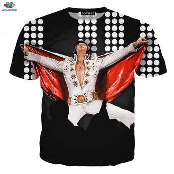SONSPEE Nové Populárne ELVIS Presley pánske T-Shirt Kráľ Rock 3D Tlač Módne Cool-Krátke Rukávy T-Shirt Funny Kids T-Shirt