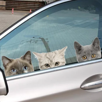 Zábavné 3D Mačka, Pes Pol tváre Nepozerať auto nálepky na Stenu pozadia Umenie obtlačky dekorácie roztomilý zvierat samolepky na stenu pre home decor
