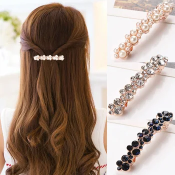 Hot Predaj 1PC 5 Farieb kórejský Crystal Pearl Elegantné Barrettes Vlasy Klip Hairgrips Dievčatá Vlasy Accessor