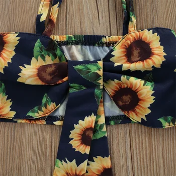 1-6Y Deti, Dievčatá Oblečenie Set Summer Sunflower Vytlačené Plodín Topy+Tlačidlo-line Sukne 2ks Dievča Oblečenie Baby Dievčatá Oblečenie 2021