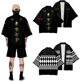 Anime Tokio Revengers T-shirt Hanagaki Takemichi Ken Ryuguji Plášť Topy, Bundy Draken Haori Ryuguuji Ken Mikey Kimono Coats Mužov