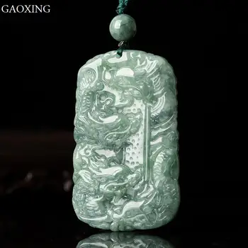 Ručne vyrezávané prírodné Barmskej jade Guan Gong green jade prívesok jade náhrdelník mužov a žien prívesok jade šperky