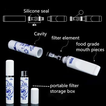 Modrej A Bielej Čína Štýl Cigariet Držiak filtra Recyklovať Fajčenie Tabaku Filter Nastavený S Sotrage Box Znížiť Dechtu Luxer Nastaviť