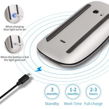 Bezdrôtová Myš Magic mouse 2. Tichý Nabíjateľná Laser Počítačovej Myši Pre Apple Macbook modely Myší Tenký Ergonomický PC Office Mause