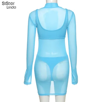 Sisterlinda Štýlové, Sexy Oka Tenké Bodycon Šaty+Mini Plavky Dvojdielne Plavky Zodpovedajúce Nastavenie Ženy Strany Narodeniny Plaviek Outfits2021