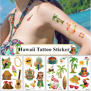 Havaj Dovolenku Štýl Dočasné Tetovanie Muži Ženy Telo Rameno Tvár Falošné Tatoos Smajlíka Nálepky Lete Tetovanie