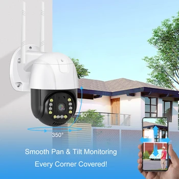 Home Security CCTV Auto Tracking PTZ Dome WIFI Kamera 4 MM Bezdrôtový ONVIF 3MP 5MP Kamery IP H. 265 obojsmerné Audio P2P SD Kartu V380