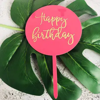 Happy Birthday Akryl Tortu Vňaťou Zlatej Fólie Písmená Cupcake Vňate Na Narodeninovej Party Cake Dekorácie Baby Sprcha