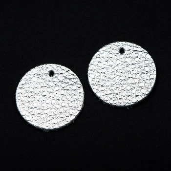 10pcs Kolo Kožené Charms 25 mm, pravá Koža Disk Prívesky, Geometrické Mince Koža, Kov Farba Silver (FB-067-1)